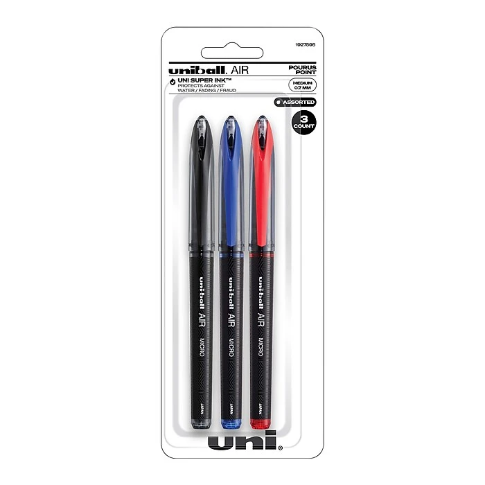 Uni-ball Uni AIR Porous Point Pens, Medium Point, 0.7mm, Assorted Ink, 3/Pack (1927595) 1 Uni-ball Uni AIR Porous Point Pens, Medium Point, 0.7mm, Assorted Ink, 3/Pack (1927595)