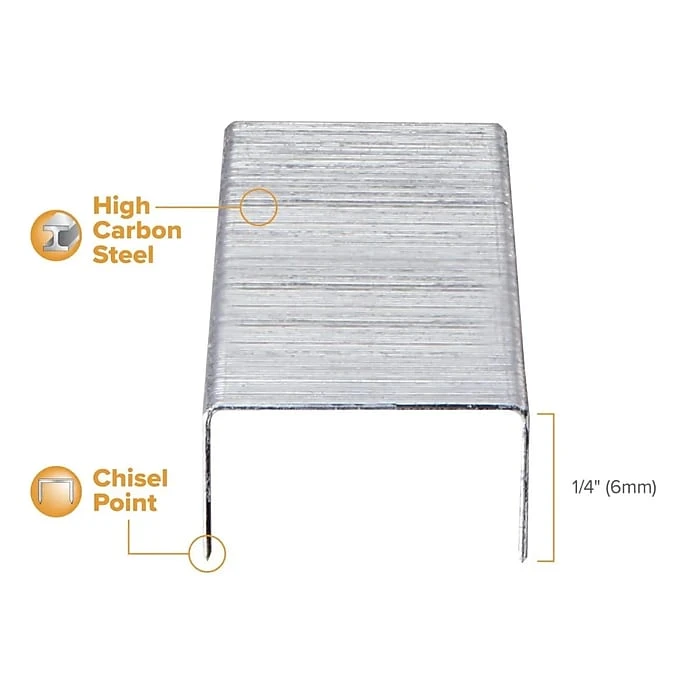 Bostitch Premium Standard Staples, 0.25" Leg Length, 5000 Staples/Box (SBS191/4CP) 2 Bostitch Premium Standard Staples, 0.25" Leg Length, 5000 Staples/Box (SBS191/4CP) - Image 2