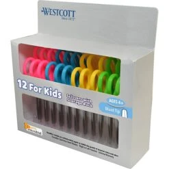 Westcott Student Pack 5" Stainless Steel Kid's Scissors, Blunt Tip, Assorted Colors, 12/Pack (ACM14871)