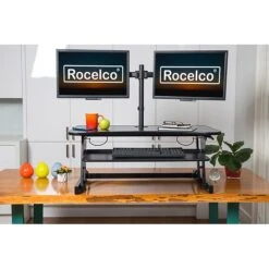 Rocelco 37" Deluxe Adjustable Desk Riser With Dual Monitor Desk Mount, Black (R DADRB-DM2) -Office Supplies Shop 213A9A02 A839 44FD 9C9A43706106B972 sc7