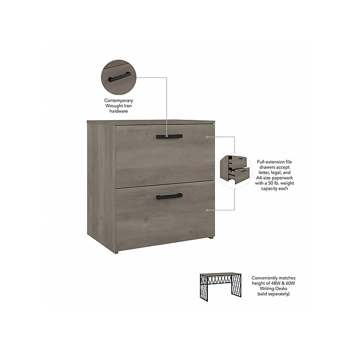 Kathy Ireland® Home By Bush Furniture City Park 2-Drawer Lateral File Cabinet, Letter/Legal, Driftwood Gray (CPF127DG-03) 3 Kathy Ireland® Home By Bush Furniture City Park 2-Drawer Lateral File Cabinet, Letter/Legal, Driftwood Gray (CPF127DG-03) - Image 3