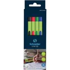 Schneider® Schneider Line-Up Felt Pen, Fine Point, Assorted Colors, 4/Pack, 3 Packs/Bundle (191094)