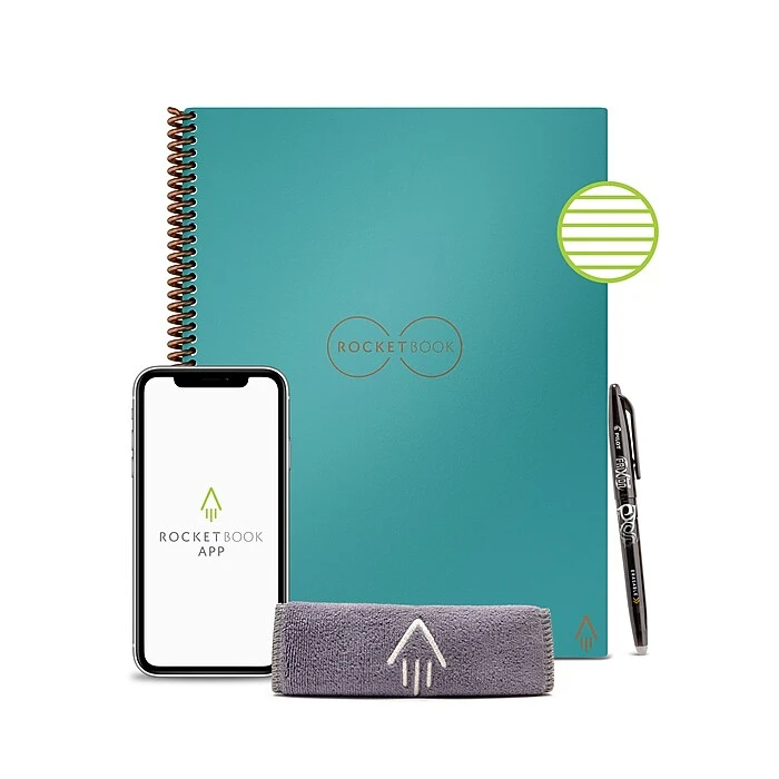 Rocketbook Core Reusable Smart Notebook, 8.5" X 11", Lined Ruled, 32 Pages, Teal (EVR2-L-RC-CCE) 2 Rocketbook Core Reusable Smart Notebook, 8.5" X 11", Lined Ruled, 32 Pages, Teal (EVR2-L-RC-CCE) - Image 2