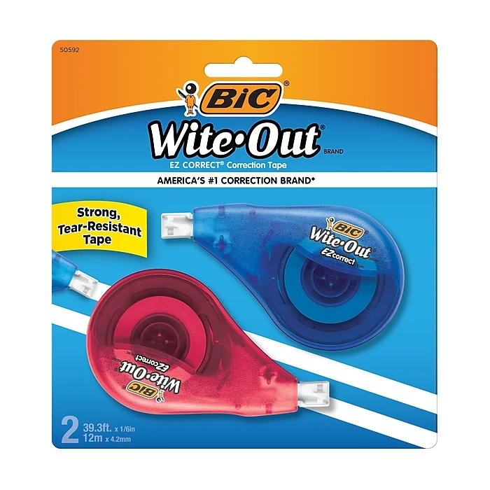BIC Wite-Out EZ Correct Correction Tape, White, 2/Pack (50592) 1 BIC Wite-Out EZ Correct Correction Tape, White, 2/Pack (50592)