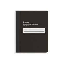 Staples Composition Notebook, 7.5" X 9.75", College Ruled, 80 Sheets, Black, 4/Pack (ST58293)