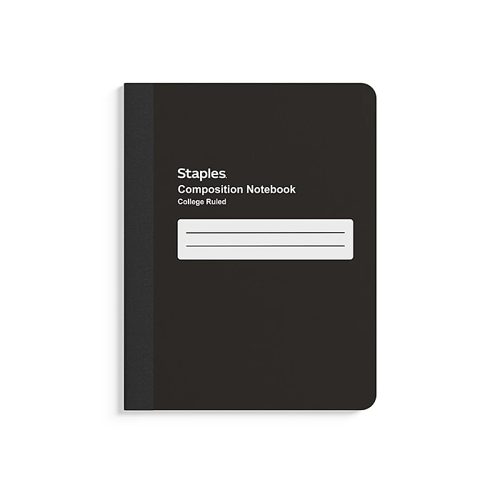 Staples Composition Notebook, 7.5" X 9.75", College Ruled, 80 Sheets, Black, 4/Pack (ST58293) 1 Staples Composition Notebook, 7.5" X 9.75", College Ruled, 80 Sheets, Black, 4/Pack (ST58293)