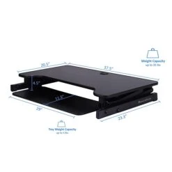 Rocelco 37"W Deluxe Adjustable Desk Riser With Energizing Anti-Fatique Mat (R DADRB-MAFM) -Office Supplies Shop 3C0D5381 FC50 46E9 9139ED76C5FA247F sc7