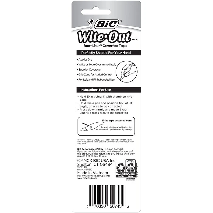 BIC Wite-Out Exact Liner Correction Tape, White (50743/WOELP11) 5 BIC Wite-Out Exact Liner Correction Tape, White (50743/WOELP11) - Image 5