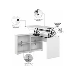 Bush Furniture Cabot 37-42"H Corner Adjustable Standing 3-Position Desk With Shelves, White (WC31916) -Office Supplies Shop 4719349D 1D95 49F6 B6AF8EF012FA02D3 sc7