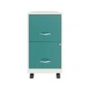 Space Solutions SOHO Smart File 2-Drawer File Cabinet, Letter Size, Lockable, 18"D, Pearl White/Teal (25333)