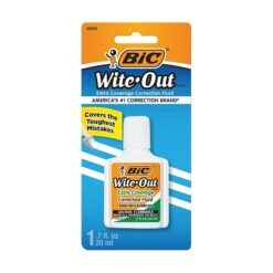 BIC Wite-Out Extra Coverage Correction Fluid, 20 Ml., White (50624/WOFEC12)