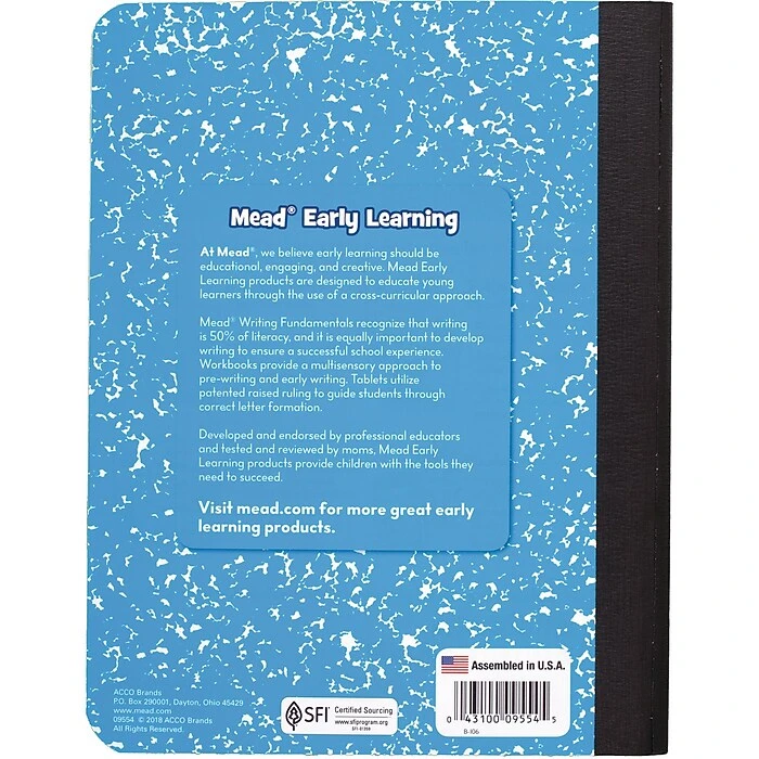 Mead Grades K-2 Primary Journal Composition Notebook, 7.5" X 9.75", Wide Ruled, 100 Sheets, Blue (09956/09554) 4 Mead Grades K-2 Primary Journal Composition Notebook, 7.5" X 9.75", Wide Ruled, 100 Sheets, Blue (09956/09554) - Image 4