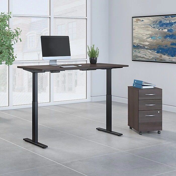 Bush Business Furniture Move 60 Series 27''-47'' Adjustable Standing Desk W/ Storage, Storm Gray/Black Powder Coat (M6S006SGSU) 2 Bush Business Furniture Move 60 Series 27''-47'' Adjustable Standing Desk W/ Storage, Storm Gray/Black Powder Coat (M6S006SGSU) - Image 2