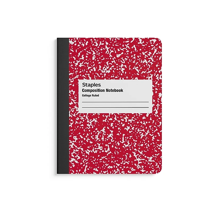 Staples® Composition Notebooks, 7.5" X 9.75", College Ruled, 100 Sheets, Assorted Colors, 4/Pack (ST58370) 1 Staples® Composition Notebooks, 7.5" X 9.75", College Ruled, 100 Sheets, Assorted Colors, 4/Pack (ST58370)