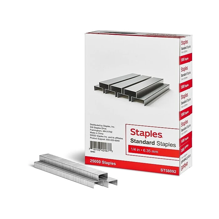 Staples Standard Staples, 1/4" Leg Length, 5000/Box, 5/Pack (TR58092) 1 Staples Standard Staples, 1/4" Leg Length, 5000/Box, 5/Pack (TR58092)