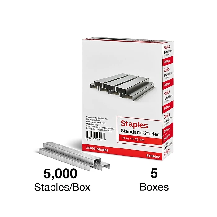 Staples Standard Staples, 1/4" Leg Length, 5000/Box, 5/Pack (TR58092) 2 Staples Standard Staples, 1/4" Leg Length, 5000/Box, 5/Pack (TR58092) - Image 2