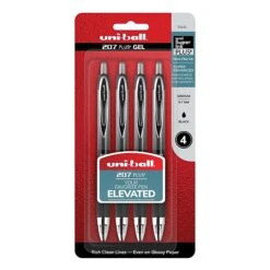 Uni-ball Uniball 207 Plus+ Retractable Gel Pens, Medium Point, 0.7mm, Black Ink, 4 Pack (70141)