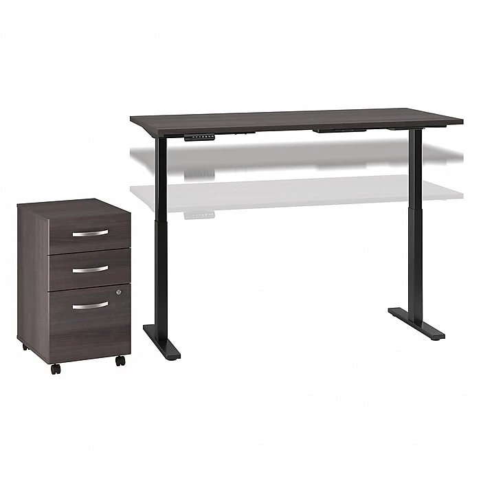 Bush Business Furniture Move 60 Series 27''-47'' Adjustable Standing Desk W/ Storage, Storm Gray/Black Powder Coat (M6S006SGSU) 1 Bush Business Furniture Move 60 Series 27''-47'' Adjustable Standing Desk W/ Storage, Storm Gray/Black Powder Coat (M6S006SGSU)