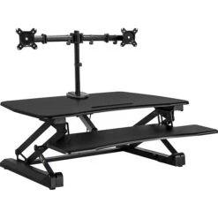 Mount-It! 6-17"H Adjustable Sit-Stand Desk Converter With Dual-Monitor Mount, Black (MI-8053)
