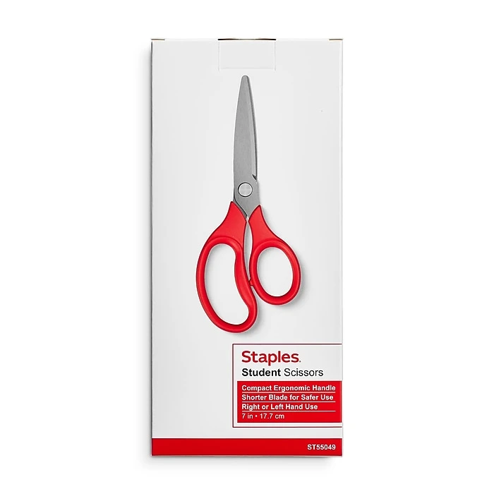 Staples 7" Kids Pointed Tip Stainless Steel Scissors, Straight Handle, Right & Left Handed (TR55049) 4 Staples 7" Kids Pointed Tip Stainless Steel Scissors, Straight Handle, Right & Left Handed (TR55049) - Image 4