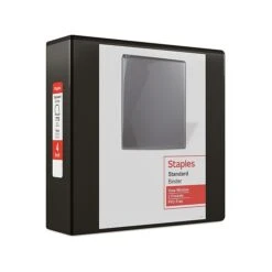 Staples Standard 4" 3-Ring View Binder, Black (26357-CC)