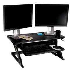 3M™ Precision Standing Desk, 35"W Adjustable Desk Riser With Gel Wrist Rest And Precise™ Mouse Pad, Black (SD60B) -Office Supplies Shop 9A7C58FF 5F32 4C23 ACFEB2F9743A7801 sc7