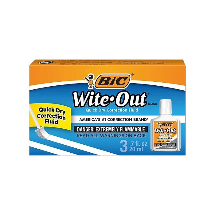 BIC Wite-Out Correction Fluid, 20 Ml., White, 3/Pack (50603) 1 BIC Wite-Out Correction Fluid, 20 Ml., White, 3/Pack (50603)