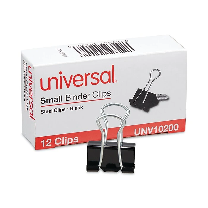 Universal 3/8" Capacity Binder Clips, 3/4" Width, Dozen (UNV10200) 2 Universal 3/8" Capacity Binder Clips, 3/4" Width, Dozen (UNV10200) - Image 2