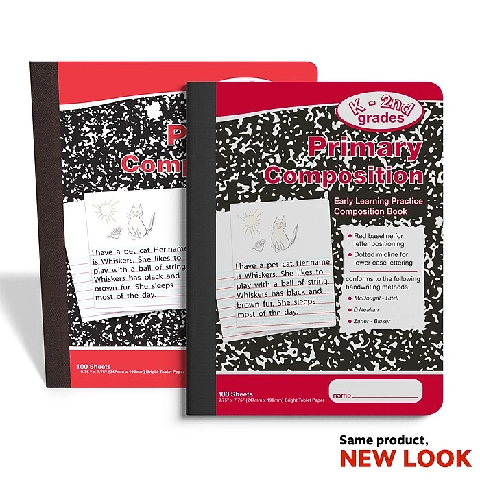 Staples® Composition Notebook, 7.5" X 9.75", Primary Ruled, 100/Sheets, Red/Black Marble (42079) 1 Staples® Composition Notebook, 7.5" X 9.75", Primary Ruled, 100/Sheets, Red/Black Marble (42079)