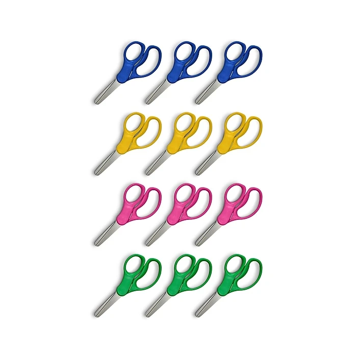 Staples Teacher Pack 5" Kids Blunt Tip Stainless Steel Scissors, Straight Handle, Right And Left Handed, 12/Pack (TR55058) 5 Staples Teacher Pack 5" Kids Blunt Tip Stainless Steel Scissors, Straight Handle, Right And Left Handed, 12/Pack (TR55058) - Image 5