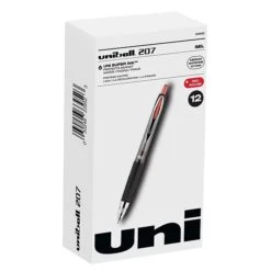 Uni-ball Uniball 207 Retractable Gel Pens, Medium Point, 0.7mm, Red Ink, Dozen (33952)