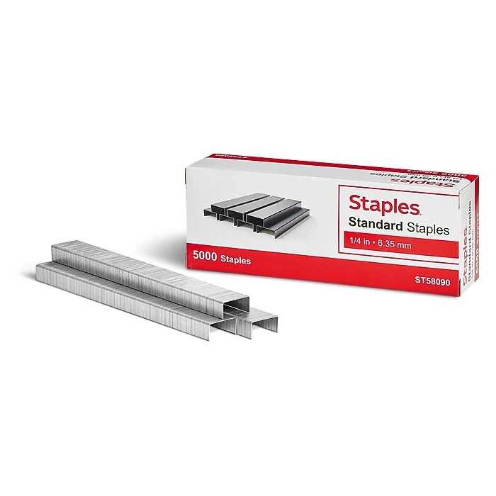 Staples Standard Staples, 1/4" Leg Length, 5000 /Box (TR58090) 1 Staples Standard Staples, 1/4" Leg Length, 5000 /Box (TR58090)