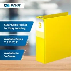 Davis Group Premium Economy 3" 3-Ring Non-View Binder, Yellow, 6/Pack (2305-05-06) -Office Supplies Shop D667A763 97C3 4830 B0D34FEDCF57618C sc7