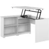 Bush Furniture Cabot 37-42"H Corner Adjustable Standing 3-Position Desk With Shelves, White (WC31916)