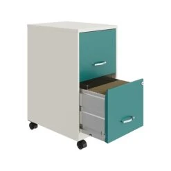 Space Solutions SOHO Smart File 2-Drawer File Cabinet, Letter Size, Lockable, 18"D, Pearl White/Teal (25333) -Office Supplies Shop DE53EE9E C26F 4489 94CBE552C526AEDB sc7