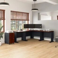 Bush Business Furniture Cubix 3 Drawer Mobile File Cabinet, Hansen Cherry/Galaxy (WC94453PSU) -Office Supplies Shop E49A8899 112B 4737 8A5A79A223454894 sc7