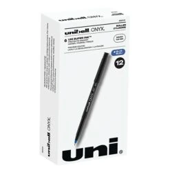 Uni-ball Uniball Onyx Rollerball Pens, Micro Point, 0.5mm, Blue Ink, Dozen (60041)