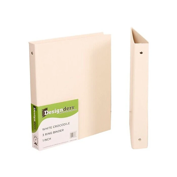 JAM Paper® Premium Crocodile Textured 1 Inch Binder, White Cream 3 Ring Binder, Sold Individually (751CWH) 1 JAM Paper® Premium Crocodile Textured 1 Inch Binder, White Cream 3 Ring Binder, Sold Individually (751CWH)