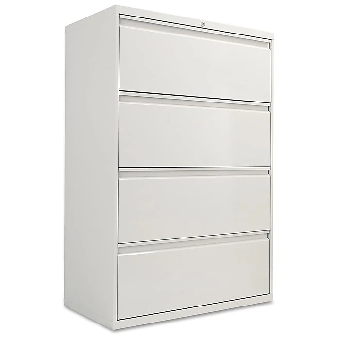 Alera® Four-Drawer Lateral File Cabinet, 36w X 18d X 52 1/2h, Light Gray (ALELF3654LG) 1 Alera® Four-Drawer Lateral File Cabinet, 36w X 18d X 52 1/2h, Light Gray (ALELF3654LG)