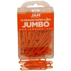 JAM Paper Jumbo Paper Clips, Orange, 75/Pack (42186871)