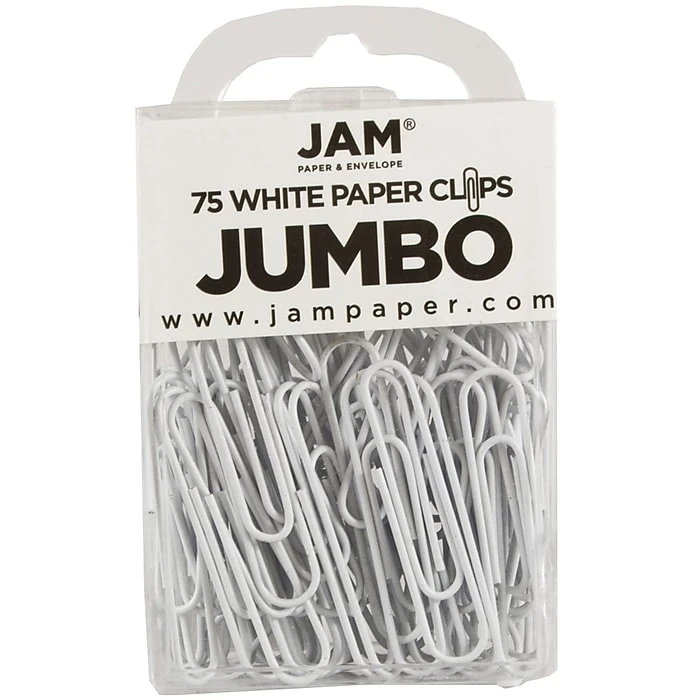 JAM Paper Jumbo Paper Clips, White, 3 Packs Of 75 (2184934B) 2 JAM Paper Jumbo Paper Clips, White, 3 Packs Of 75 (2184934B) - Image 2