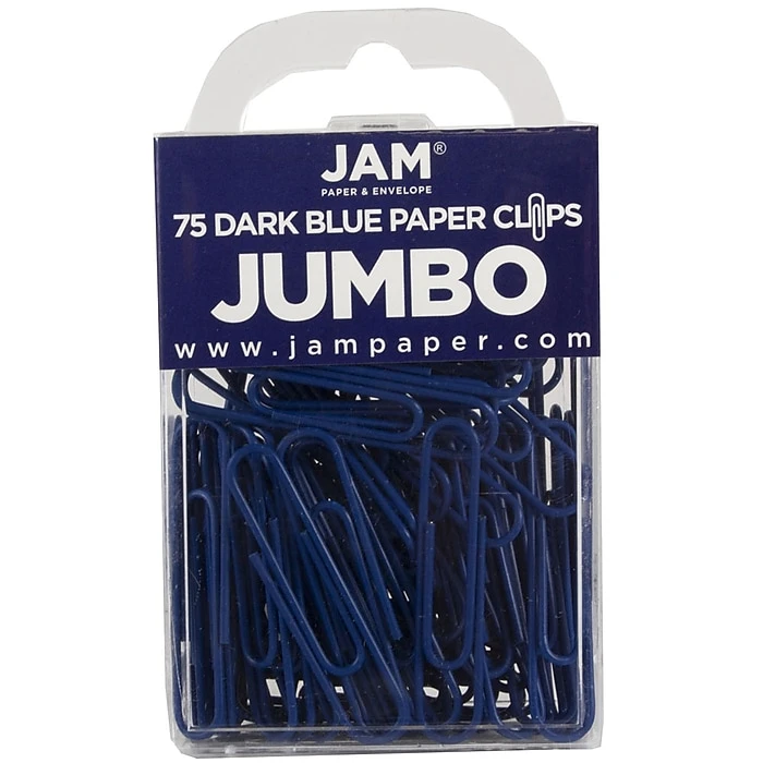 JAM Paper Jumbo Smooth Paper Clip, Dark Blue, 3 Packs Of 75 (42186869B) 2 JAM Paper Jumbo Smooth Paper Clip, Dark Blue, 3 Packs Of 75 (42186869B) - Image 2