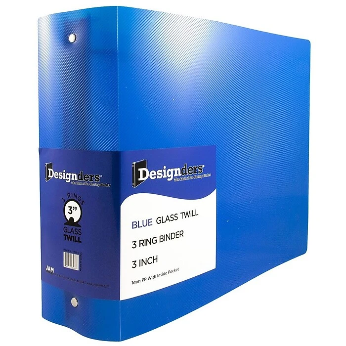 JAM Paper Designders 3" 3-Ring Flexible Poly Binder, Blue Glass Twill (821T3BU) 1 JAM Paper Designders 3" 3-Ring Flexible Poly Binder, Blue Glass Twill (821T3BU)