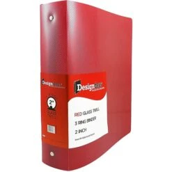 JAM Paper Designders 2" 3-Ring Flexible Poly Binder, Red Glass Twill (820T2RD)