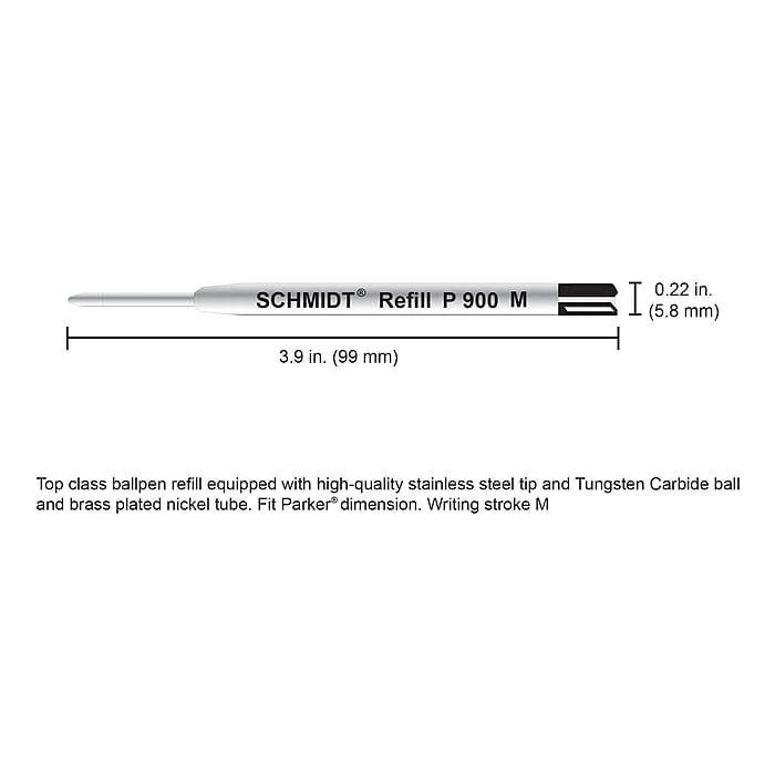 Schmidt P900 Ballpoint TC Ball Refill, To Fit Parker Ballpoint Pens, Medium, Blue, 2 Pack (SC58136) 4 Schmidt P900 Ballpoint TC Ball Refill, To Fit Parker Ballpoint Pens, Medium, Blue, 2 Pack (SC58136) - Image 4