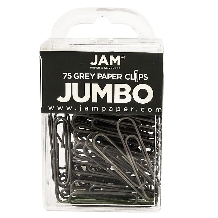 JAM Paper Jumbo Paper Clips, Grey, 3 Packs Of 75 (21830628B) 2 JAM Paper Jumbo Paper Clips, Grey, 3 Packs Of 75 (21830628B) - Image 2