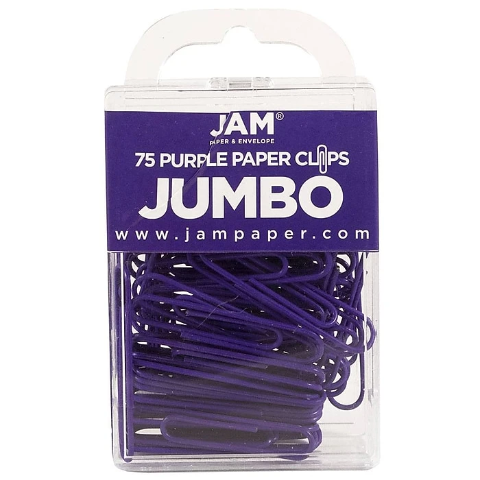 JAM Paper Jumbo Paper Clips, Purple, 3 Packs Of 75 (42186879B) 2 JAM Paper Jumbo Paper Clips, Purple, 3 Packs Of 75 (42186879B) - Image 2