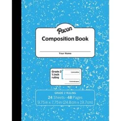 Pacon® Composition Notebook, 9.75" X 7.5", Manuscript Ruled, 24 Sheets, Blue Marble, Each (PACMMK37138)