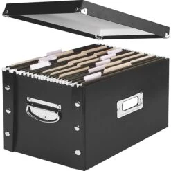 Snap-N-Storage Laminate Collapsible Storage Box, Letter, Black (SNS01533)