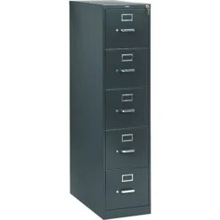 HON 310 Series 5-Drawer Vertical File Cabinet, Letter Size, Charcoal, 26 1/2"D (HON315PS)